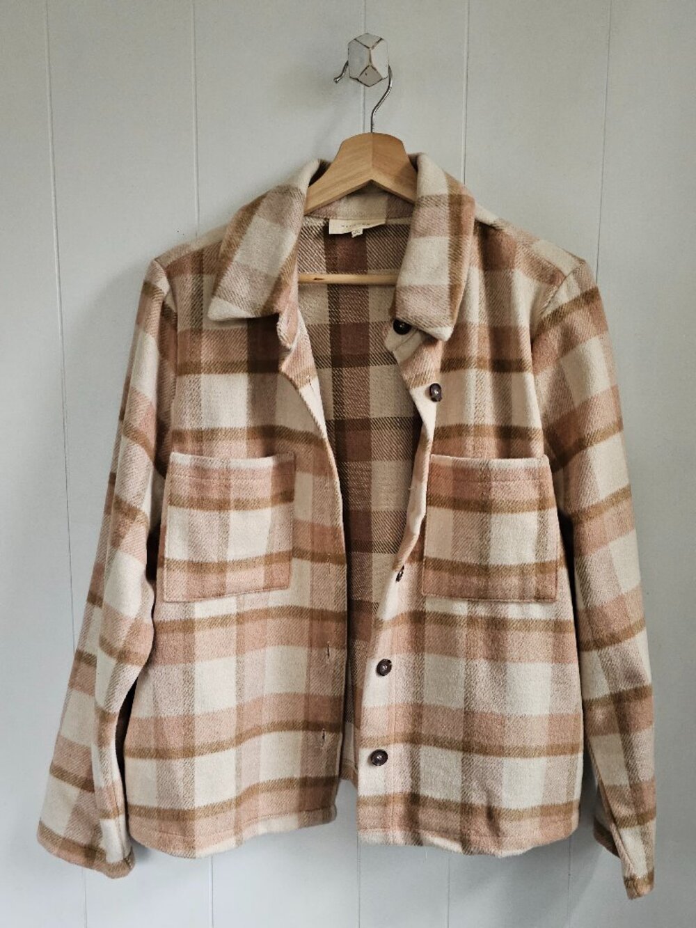 MELLODAY Neutral Plaid Shacket